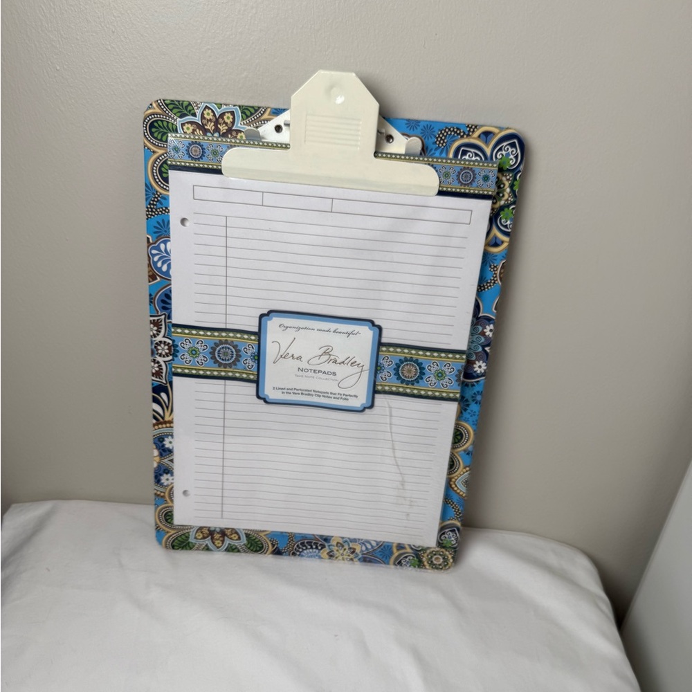 NEW Vera Bradley Bali Blue Clipboard And Note Pad Set